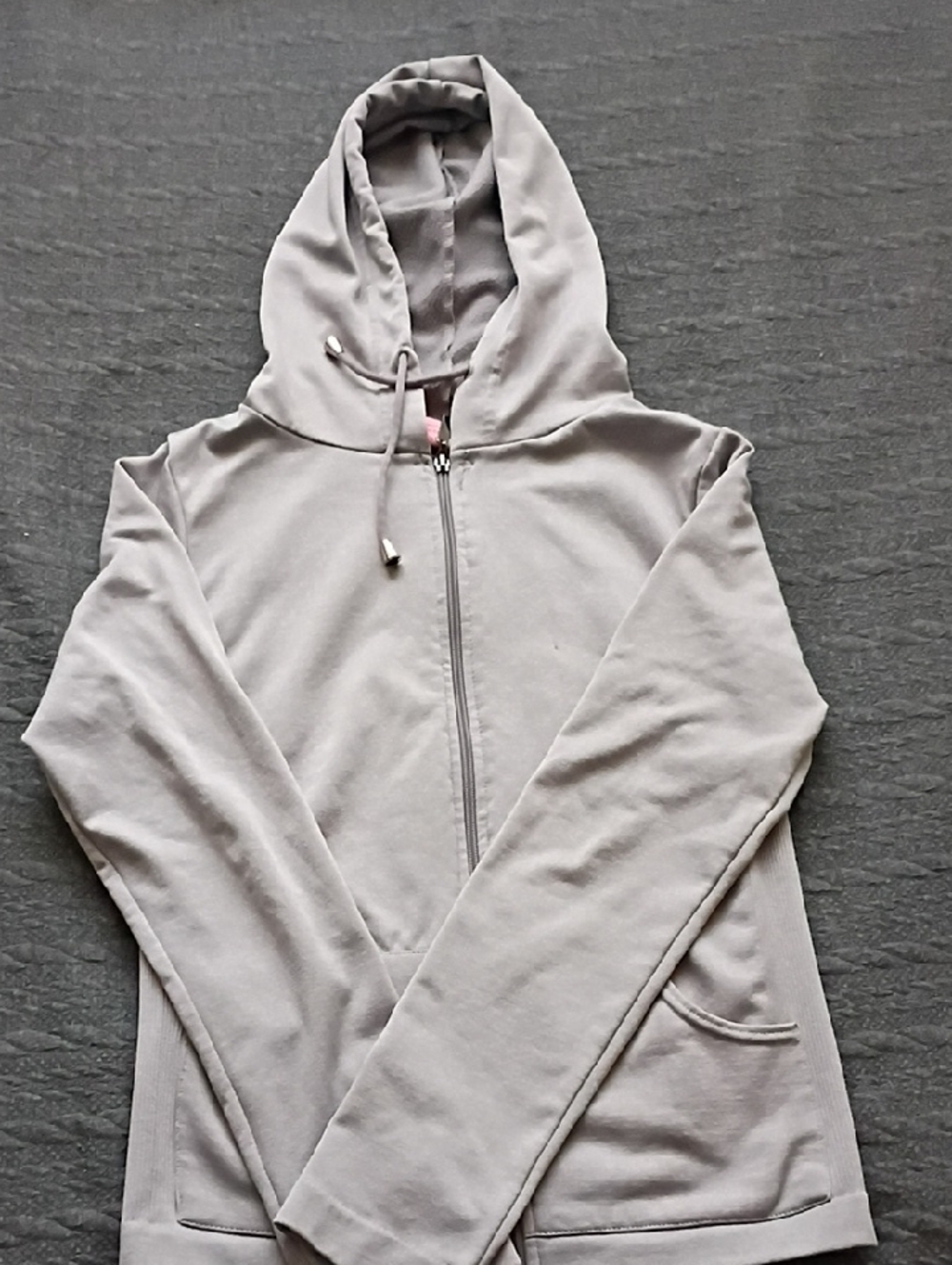 Women's Light Gray Full-Zip Hoodie Sweater